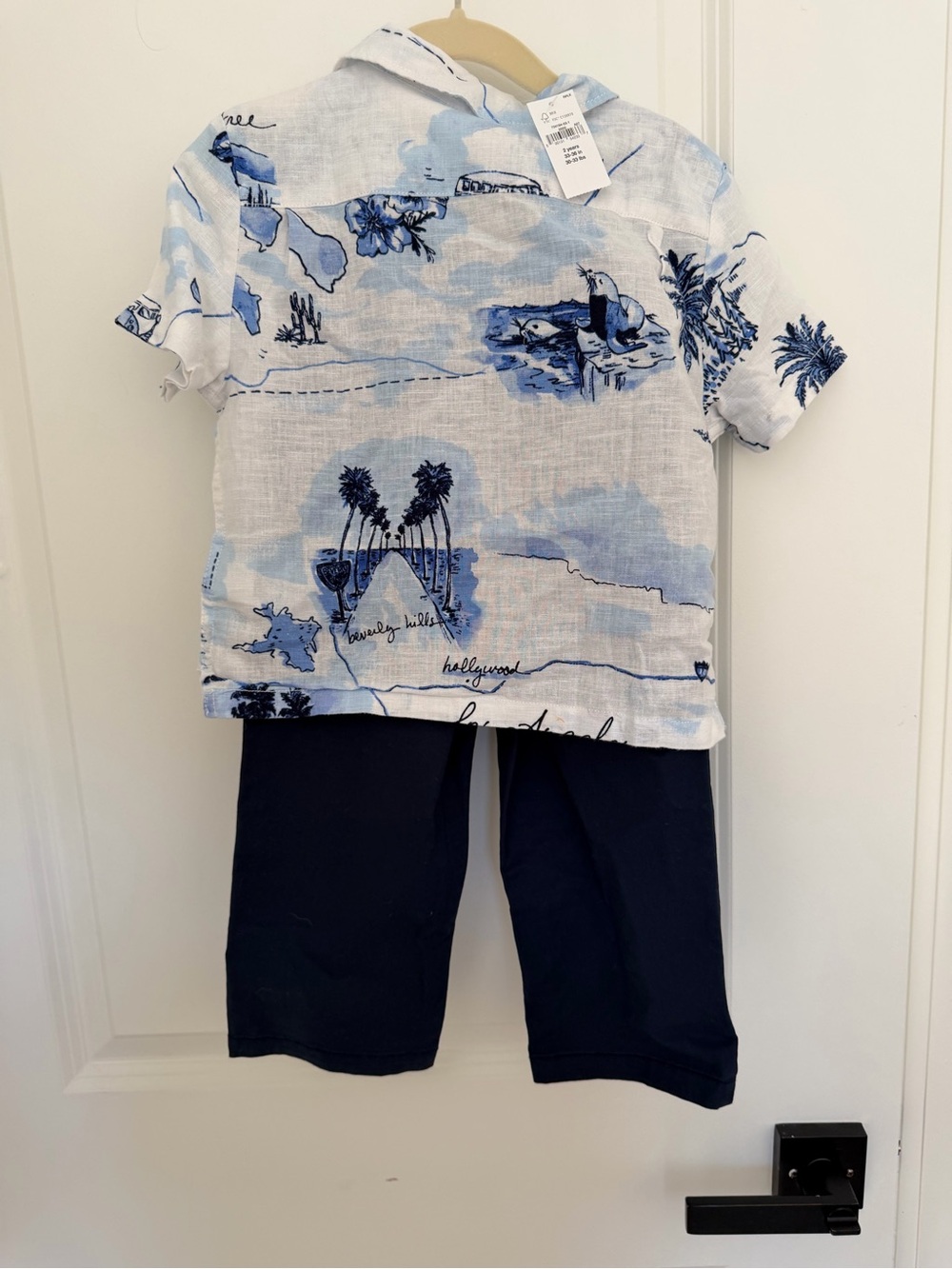 GAP Boys Blue and White Tropical Print One-Piece Set